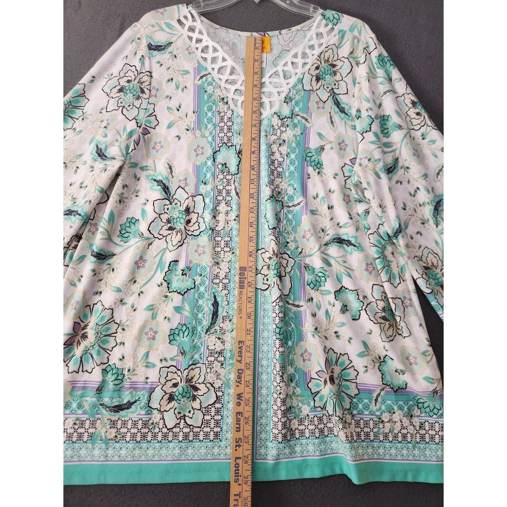 Ruby Rd Women's Plus Size 1X Blouse Top Multicolor Crochet Lightweight Tunic NWT - Picture 5 of 10